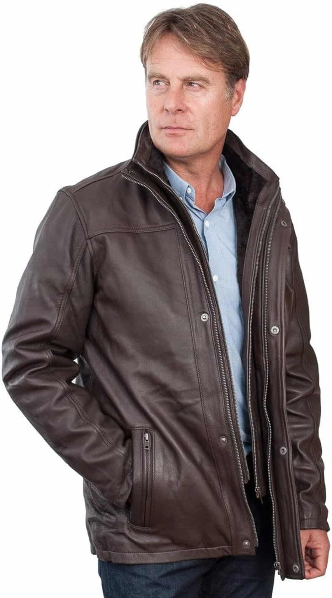 Test : veste cuir marron classique hommes L