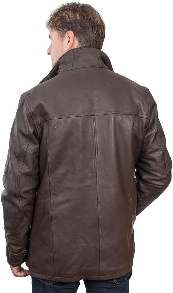 Infinity Leather Hommes mi-longueur veste en cuir Noir chaud classique