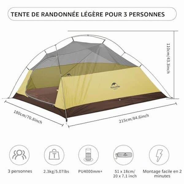 Découvrez notre test détaillé de la tente Naturehike Cloud-Up 3, idéale pour le camping léger : performances, poids, confort et durabilité pour 3 personnes. 